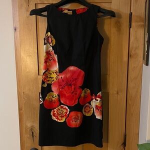 AB Studio Black Dress with Red Floral Design